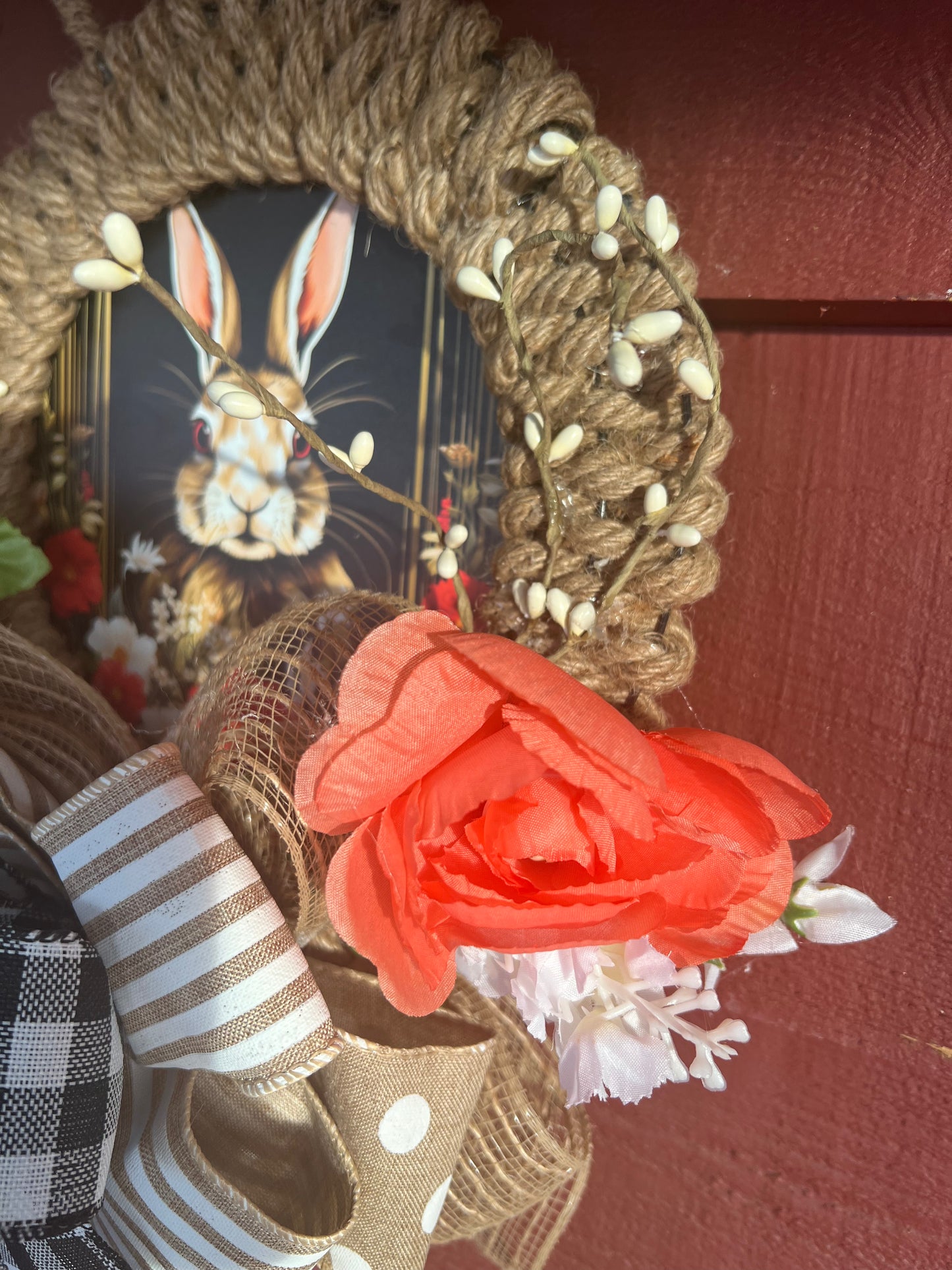Easter Rope Bunny with Bunny Sign