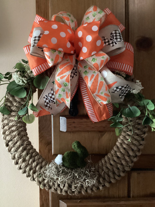 Rope wreath with baby rabbit