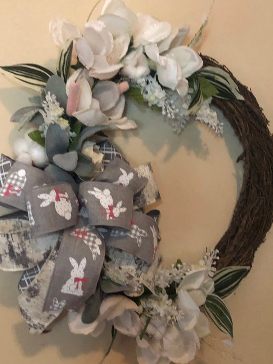 Easter Shades of Grey Grapevine wreath